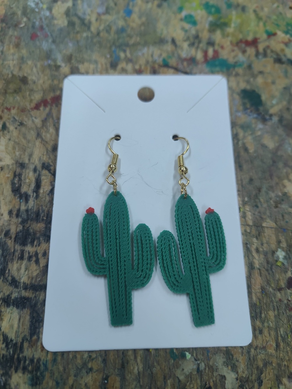 Green Cactus Dangle Earrings - Women Accessories